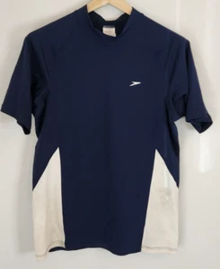 Speedo Men's Short Sleeve Rash Rashy Top Sun Swim Top Size Small Navy Endurance+ - Picture 1 of 8