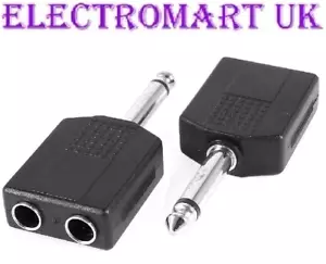 6.35MM 1/4" MONO JACK PLUG TO 2 X 6.35MM JACK SOCKETS SPLITTER ADAPTOR PACK OF 2 - Picture 1 of 1