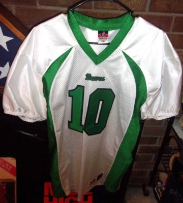 ALLESON 运动橄榄球球衣样品白色绿色勇敢中号 #10 — 第 1/4 张图片