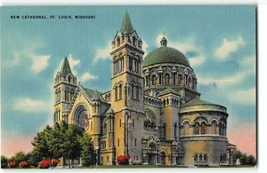 St Louis, Missouri - New Cathedral - 1940s Linen Postcard - Picture 1 of 2