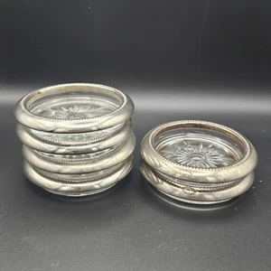 Vtg Italian Leonard (Set of 4) Silver Plated Coasters + Other Coasters Set Of 2 - Picture 1 of 9