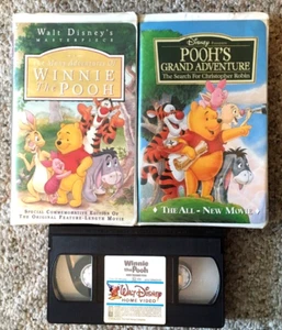 Disney Winnie The Pooh VHS The Many & Grand Adventure & Winnie Pooh Tigger To - Picture 1 of 4