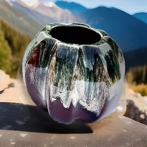 MCM Drip Glaze Bowl Plant Vase Brown/Green Pottery L@@K Small Knick - Picture 1 of 8