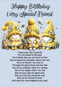 Happy Birthday To A Special Friend A5 Sized Birthday Card  Gonks - Picture 1 of 5