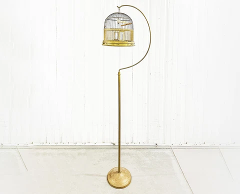 Rare 1900s Solid Brass Bird Cage Decorative Victorian Bird House by Hendryx wit Cover