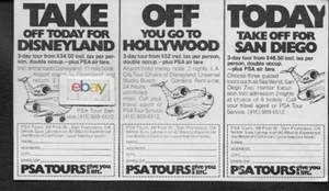 PSA PACIFIC SOUTHWEST GIVE YOU A LIFT SMILING 727 1976 BARGAIN TOURS DISNEY AD - Bild 1 von 1