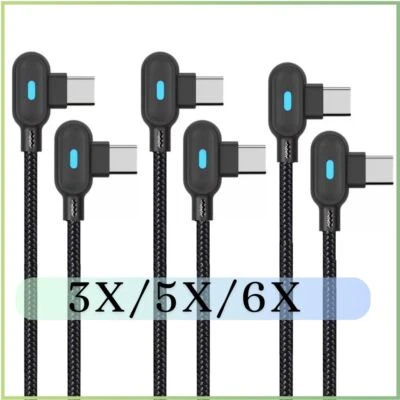 Type-C Fast Charger Charging Cord Dual 90° Right Angle 60W USB-C To USB-C Cable - Image 1 of 4