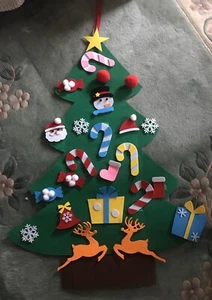 Ein 3 Fuß grüner Filz Weihnachtsbaum mit Klett Filz Ornamente - Bild 1 von 3
