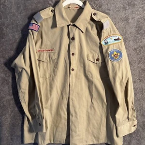 Boy Scouts Of America Shirt Mens XL Uniform BSA Polyestor Blend Patches MobyDick - Picture 1 of 13