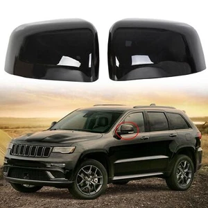 2x For Dodge Durango / Jeep Grand Cherokee 2011~21 Gloss Black Mirror Covers Cap - Picture 1 of 7