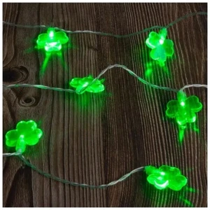 Green Shamrock 10 LED Lights 4.59" Feet - Picture 1 of 3