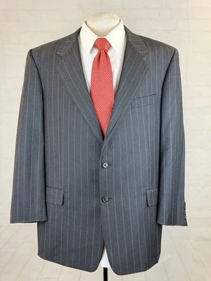 Hickey Freeman USA Men's Dark Gray Striped 100% Wool Two Button Suit 46R 40X30 - Image 1 of 4