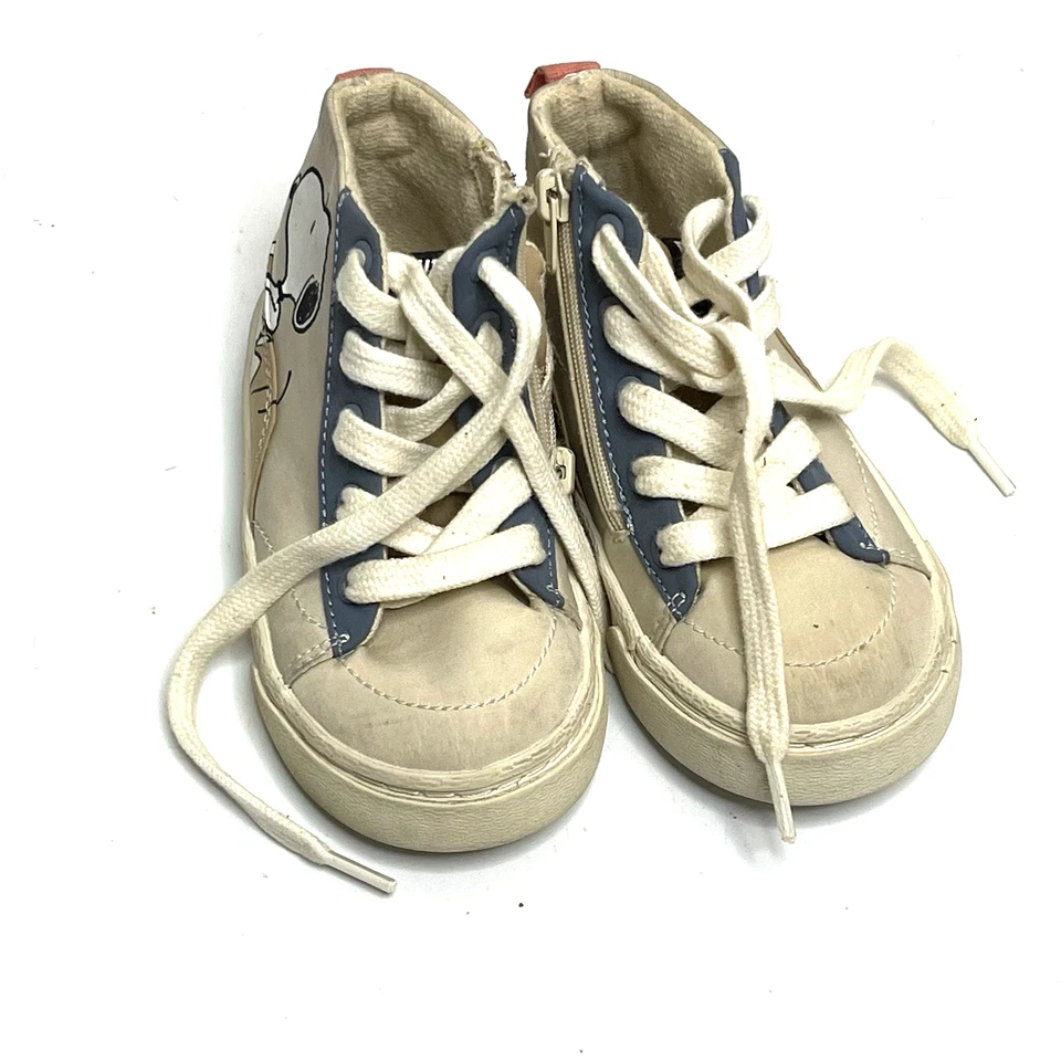 Zara Baby PEANUT Toddler Boy Brown Tan Hi Top Lace Up Boots Shoes Size 23 - Image 1 of 4