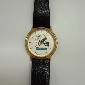Vintage NFL Miami Dolphins Bulova Sportstime Men’s Watch Needs Battery Benneton - Picture 1 of 5