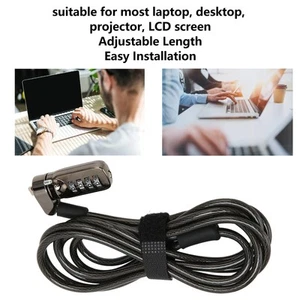 Laptop Cable Lock 4 Digit Password Anti Theft Cut Resistant Adjustable Laptop FY - Afbeelding 1 van 22