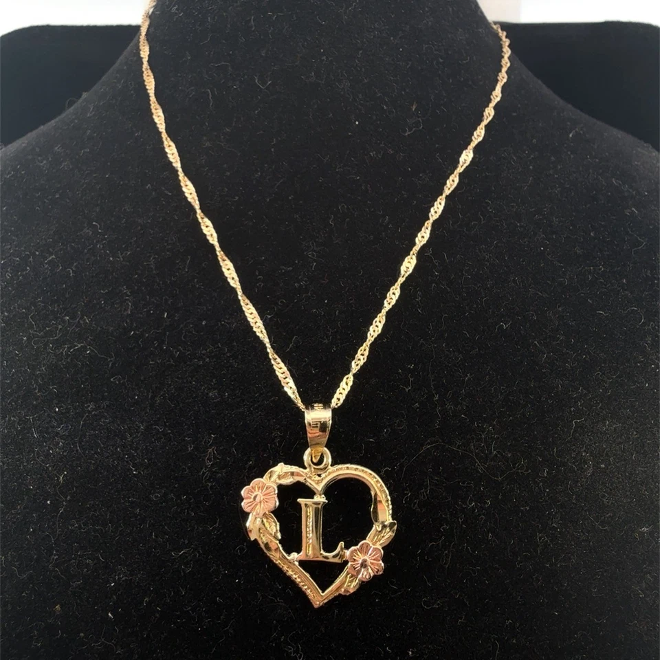 18" 14K Yellow Gold Heart Monogram Letter L Pendant Necklace 1.8g (WCP034705) - Image 1 of 1