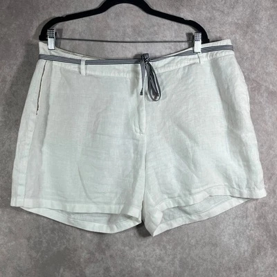 Boden Shorts Womens 14 White Linen Chino Beach Coastal Preppy High Rise Pockets - Image 1 of 4