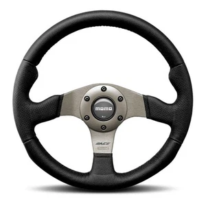 Genuine MOMO Race Black Leather 320mm Steering Wheel - Picture 1 of 1