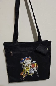 Betty Boop Shoulder Bag Purse Tote Motorcycle EZ Rider Biker Black Canvas - Picture 1 of 4