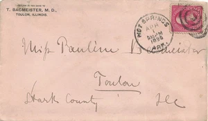 1896 Hot Springs, Arkansas Oval Grid Cancel on a Cover Sent to Toulon, Illinois - Picture 1 of 2