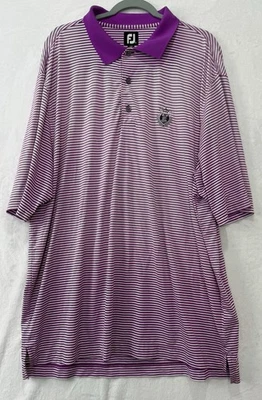 Polo Foot Joy Para Hombre Performance Púrpura Rayas Dorado Bordado Talla XXL Foto 1 de 4