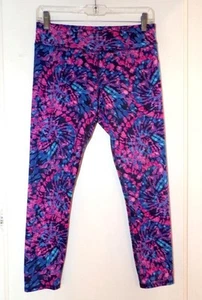 ATHLETIC WORKS PINK & BLUE CROPPED ATHLETIC YOGA PANTS Size L (10-12) - Picture 1 of 4