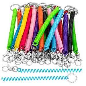 14Pcs Spiral Retractable Spring Coil, Colorful for Keychain with Metal Lobster - Photo 1 sur 8