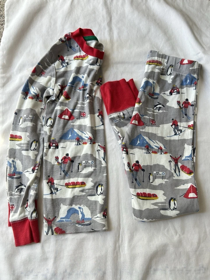 Mini conjunto de pijama de algodão manga comprida Boden tamanho 6 menino menina inverno esqui ártico - Imagem 1 de 4