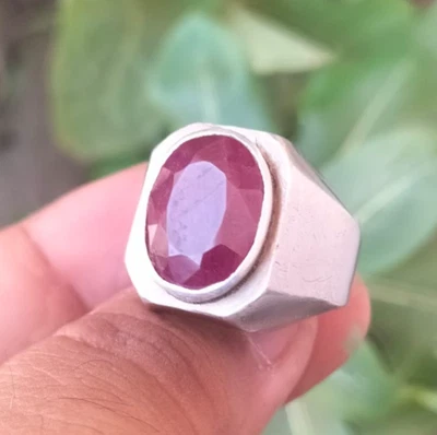 Natural 6.5 ct Red Ruby Ring Oval Cut Handmade Sterling Design Ruby Ring Gift - Image 1 of 4