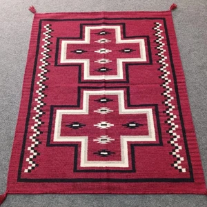 Red Wool Rug 5×8 Southwest Navajo Handmade Rug Native American Style Tribal Rug - Picture 1 of 4