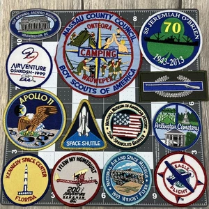 Lote de 13 parches militares aeronáuticos transbordador espacial estadounidense Apolo 11 Boy Scouts - Imagen 1 de 15