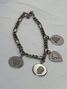 Danecraft Sterling Charm Braclet With 4 Sterling Charms 7 Inch GC - Picture 1 of 7