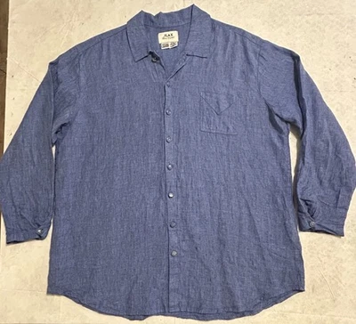 Flax Jeanne Engelhart Shirt Mens Large Long Sleeve 100% Linen Oversized Button - Image 1 of 4