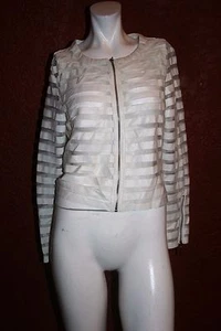 $200 NWT LG LENA GABRIELLE FRONT ZIP WHITE TOP LONG SLEEVE MADE IN ITALY SIZE 4 - Picture 1 of 5