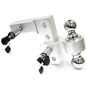 Same Key Lock Pins & Adjustable Aluminum Tow Hitch 6" Raise Drop Dual Hitch Ball - Imagen 1 de 7