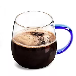 Clear Glass Coffee Mugs for Cappuccino Latte Espresso Juice with Handle 16.9 oz - Picture 1 of 7