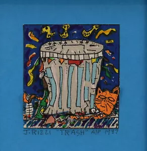 James Rizzi 3D handsigniert "TRASH" von 1987, A/P hochwertig gerahmt - Bild 1 von 2