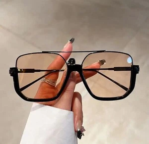 Vintage Oversized Sunglasses Fashion Men Women Square Shades Eyewear Trendy Ins - Picture 1 of 12