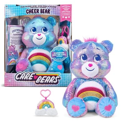 Pelúcia de lantejoulas Care Bears, Cheer Bear - Edição especial de colecionador multicolorida  - Imagem 1 de 4