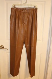 SIENA STUDIO brown lined leather pants - women's size 10 or 30"W x 29"L - Picture 1 of 5