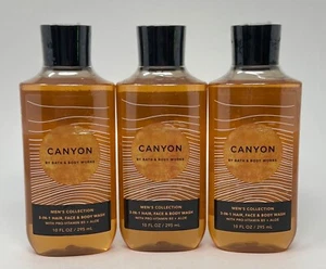3 NEW BATH & BODY WORKS CANYON MEN'S 3 IN 1 HAIR FACE BODY WASH SHOWER GEL 10 OZ - Picture 1 of 6