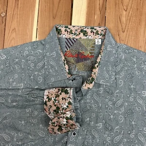 Robert Graham Hemd Button Down Langarm hellblau Paisley gestreift Baumwolle XL - Bild 1 von 10