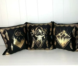 3 Pcs Decor Black Golden Pillow Cover Throw Pillow Case 18x18in - Bild 1 von 9