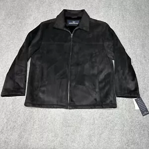 New Dockers Faux Suede Shearling Lined Bomber Jacket Men's Large Black - Picture 1 of 15