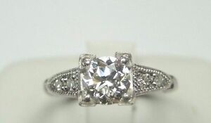 Antique Art Deco Vintage Diamond Engagement Platinum Ring Size 5 UK-J1/2 EGL USA