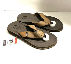 Ckoebas Men's Sz EU 44 / US 11 Brown Tan Faux Leather Flip Flops Thongs Cushion - Picture 1 of 10