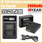 2X Battery for Canon EOS 1100, 1200D, 1300D, 2000D, 4000D - LP-E10 / LCD Charger