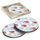 2 x Boxed Round Coasters - Wooly Mammoth Ice Age Animal  #21835