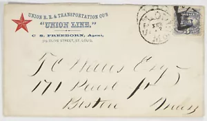 Ad cover, Union R.R. & Transportation Co's Union Line. St. Louis 1870, 3c #114 L - Picture 1 of 1