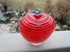 Vintage Murano ? Glass Red White Swirl Heart Bud Vase Paper Weight